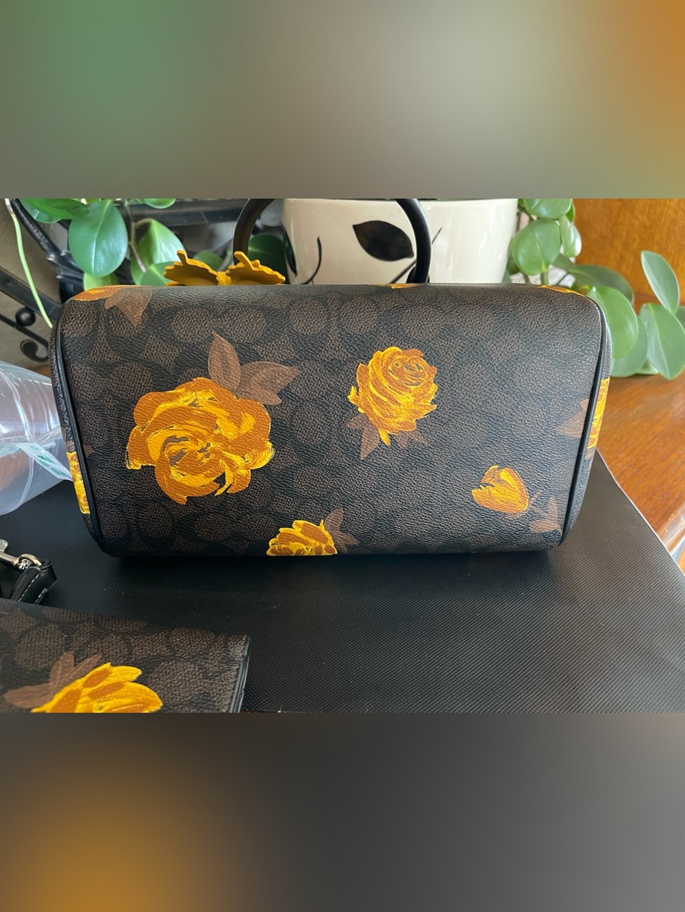 Coach Rowan Satchel Bag with Matching Wallet with Yellow Rose Print - Picture 7 of 10